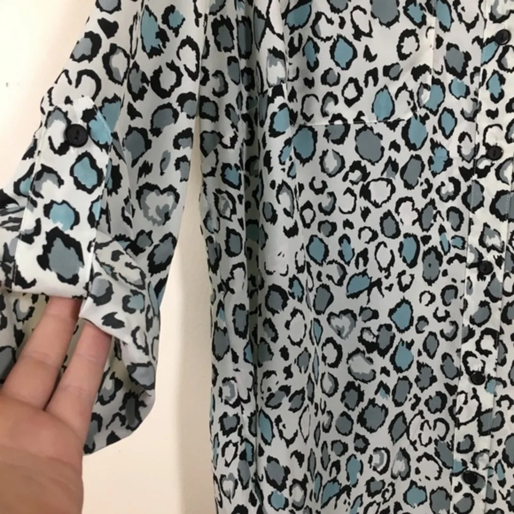 Notations Animal Print Button Down sz 1X - Picture 5 of 9